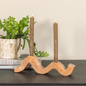 Bloomingville Marble Wave Double Taper Candle Holder, Pink