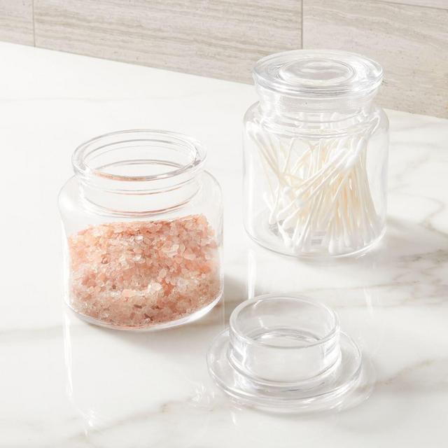 Apothecary Glass Bath Canister, Mixed, Clear, Set of 2