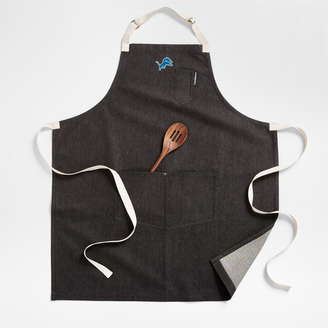 NFL Detroit Lions Black Organic Cotton Kitchen Apron with Pockets