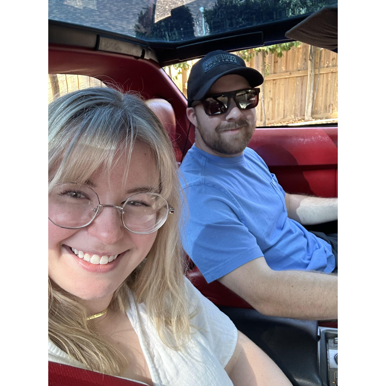 Riding in the newest Corvette to the family.