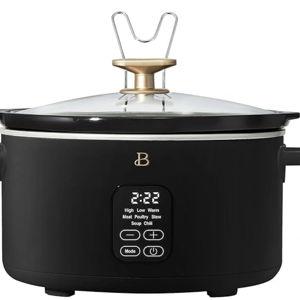 B 6 Qt Programmable Slow Cooker by Drew Barrymore-5 Preset Cooking Functions, Digital Countdown Timer, Dishwasher-Safe Parts and Cool-Touch Handles (Black)