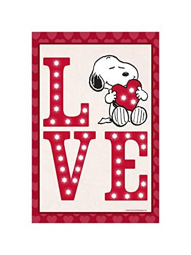 Flagology.com, PEANUTS®, PEANUTS® Snoopy Love Sign – Garden Flag 12.5" x 18", Officially Licensed PEANUTS®, Valentine's Day