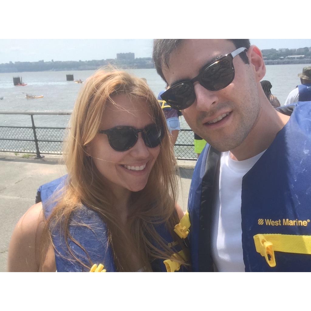 First kayak together on the Hudson River.