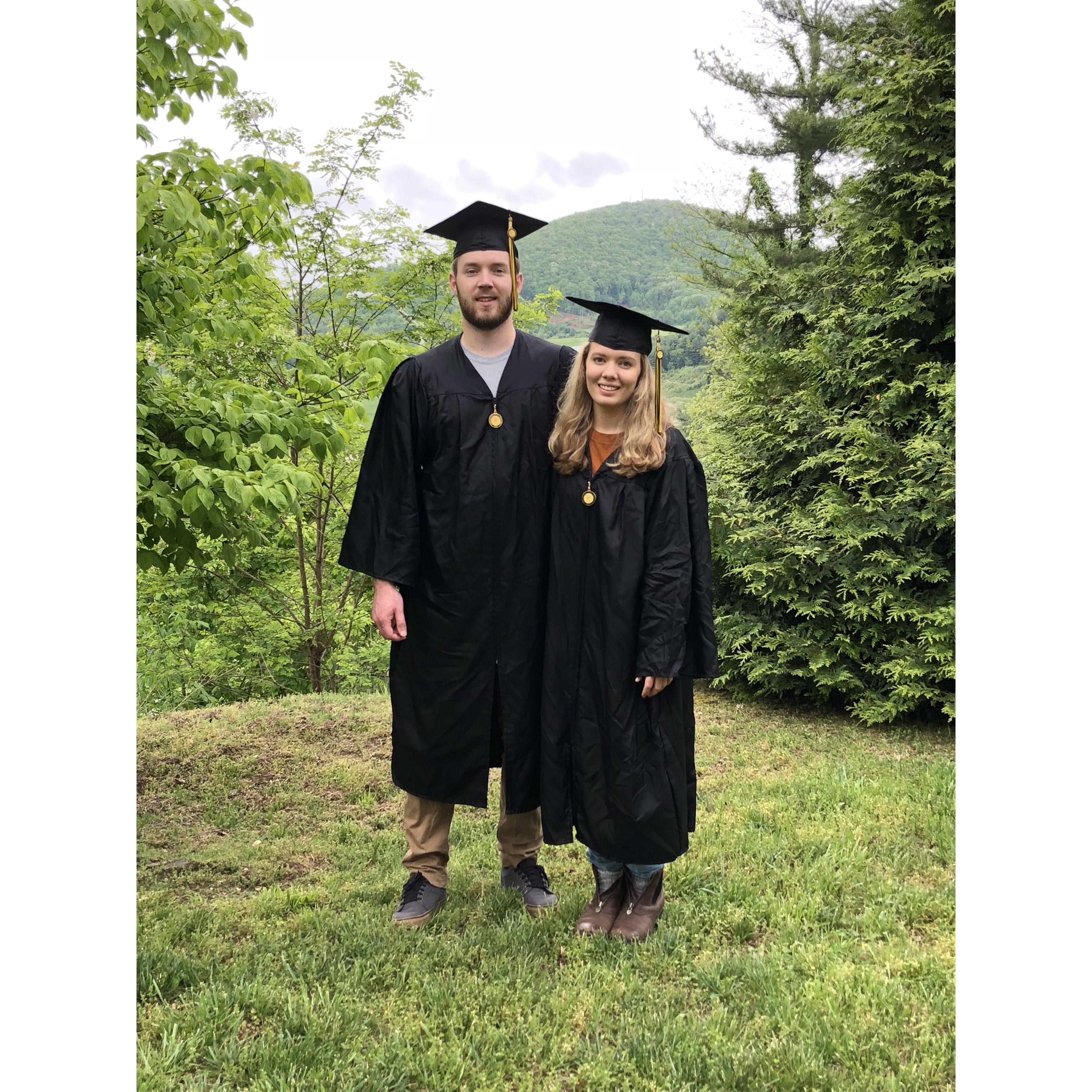 Graduating from college together.