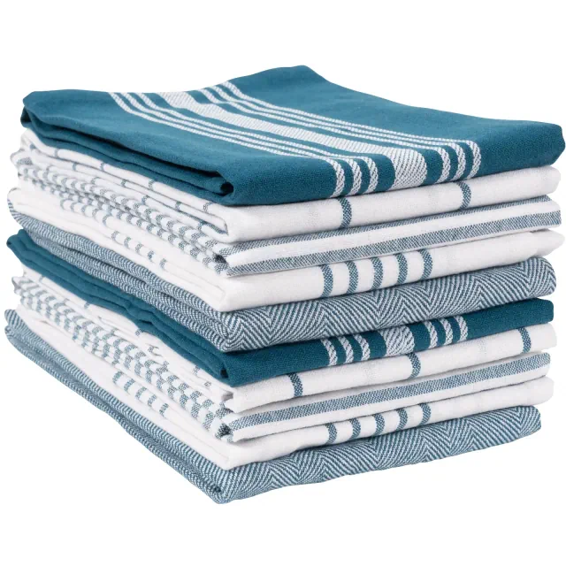 KAF Home Soho Set of 10 Recycled Cotton Kitchen Towels - 18"x 28"