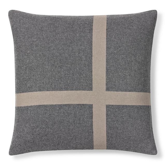 Cashmere & Wool Equestrian Pillow Cover, 22" X 22", Gray