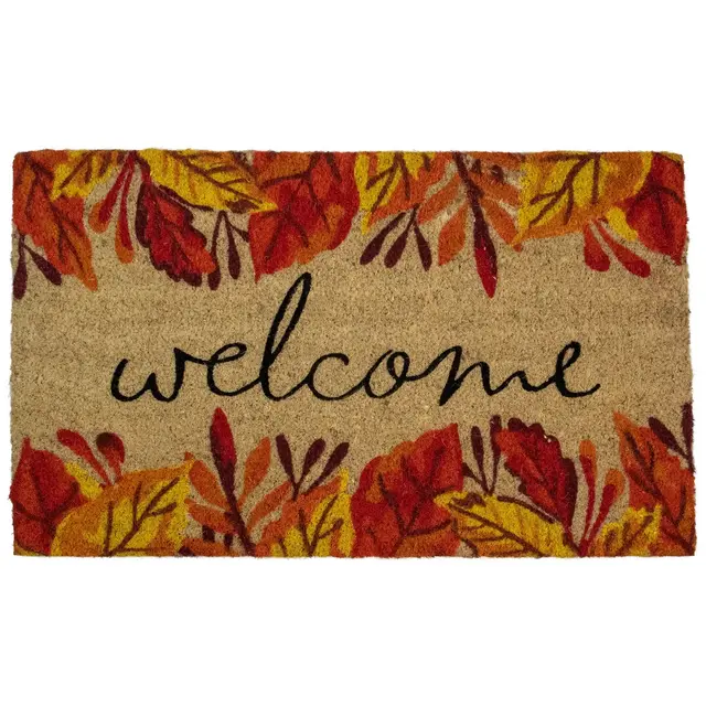 Northlight Leafy Fall Harvest Rectangular "Welcome" Doormat 18" x 30"