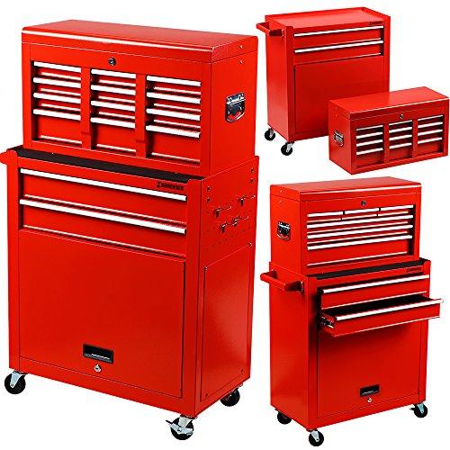 Rolling Tools Chest with Drawers Tools Storage Chest for Garage Toolbox Chest on Wheels 8-Drawer Tool Storage Cabinet Steel (Red)