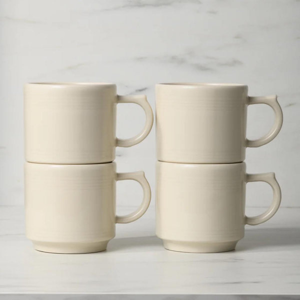 Linen 16 OZ Set of 4 Stackable Mug Set
