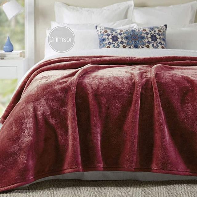FBTS Basic Flannel Fleece Blanket King Size Crimson Lightweight Cozy Plush Microfiber Solid Blanket