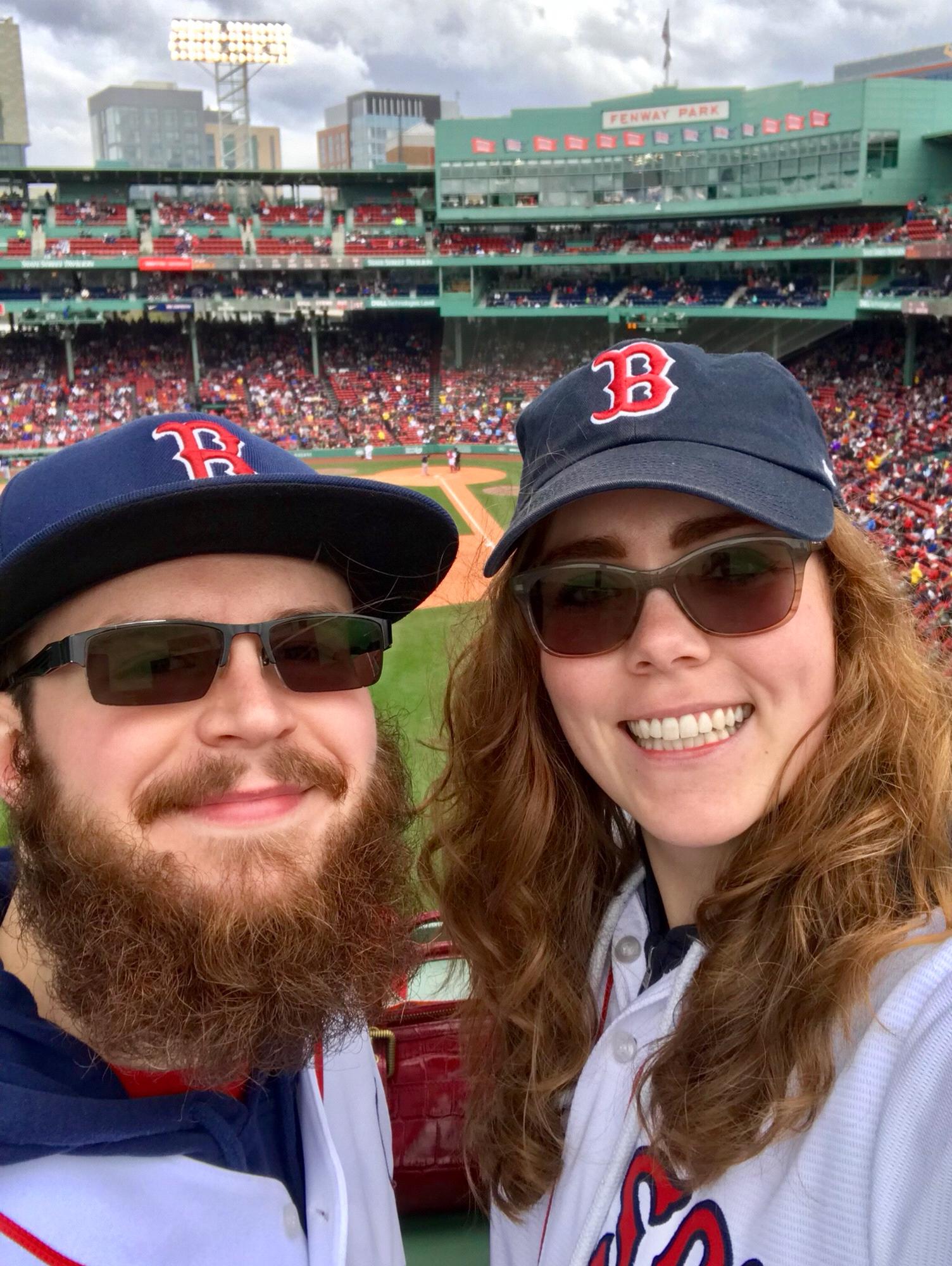 Watching the Red Sox win atop the Green Monster in April 2018.