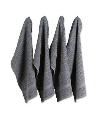 Design Imports Solid Waffle Terry Dishtowel, Set of 4