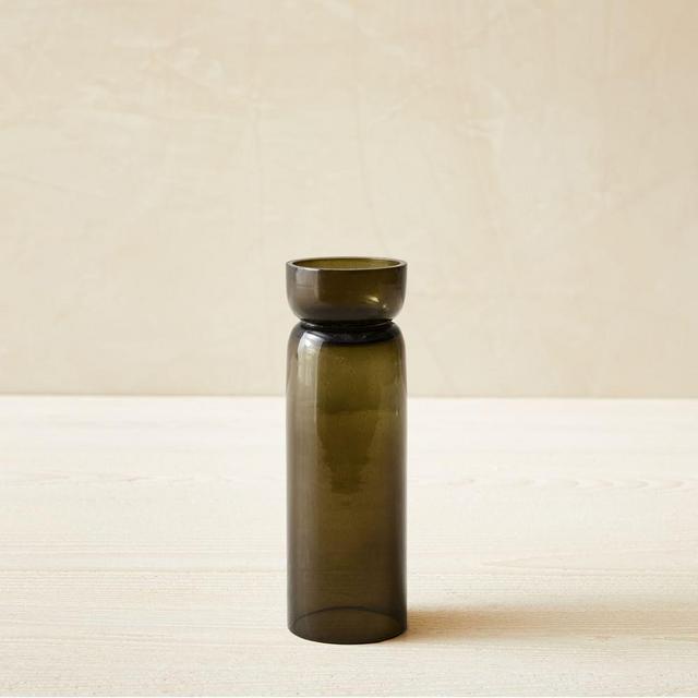 Foundations Glass Votive And Tealight Holders, Large Tealight Holder, Olive, Glass, 7 Inch Height