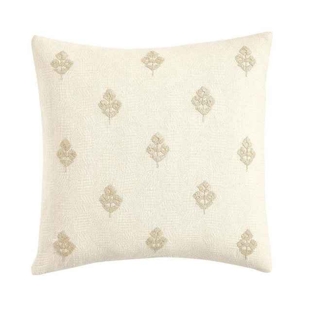 Natalie Embroidered Shams, Euro, Flax/Neutral