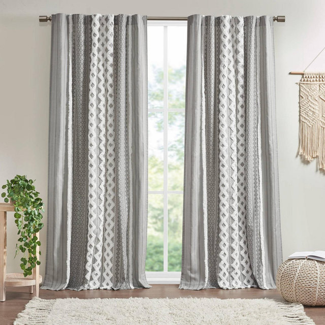 1pc 50"x84" Room Darkening Imani Lined Curtain Panel Gray - Ink+Ivy