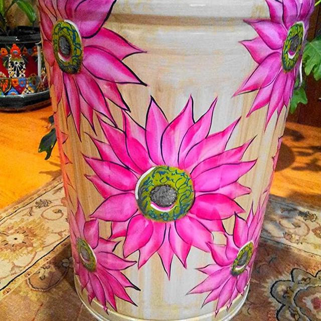 20 Gallon Hand Painted Galvanized Trash Can