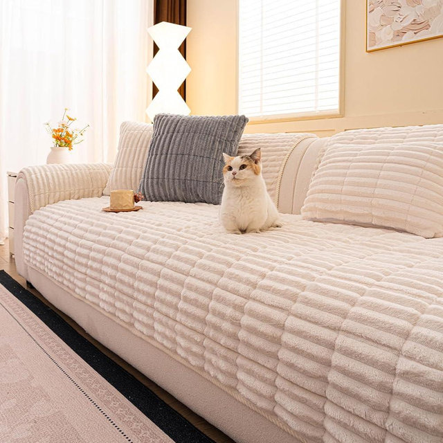 ECAPTROD Washable Pet-Friendly Couch Covers for Dogs Fuzzy Pet Sofa Covers Dog Couch Blankets and Cushion Covers for Sofa