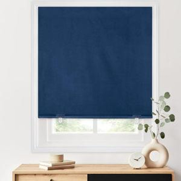 LazBlinds 100% Blackout Roller Shades, No Tools No Drill Cordless Blinds for Windows, Thermal Insulated UV Protection Privacy Window Shades for Bedroom (36''W x 72''H, Navy Blue)