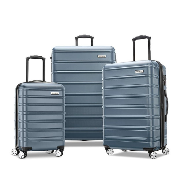 Samsonite Omni 2 Hardside 3 Piece Set - Includes Carry-On, Medium, & Large Checked Suitcases - 360° Dual Spinner Wheels - Integrated TSA Lock & Expansion - Amazon Exclusive - State Blue