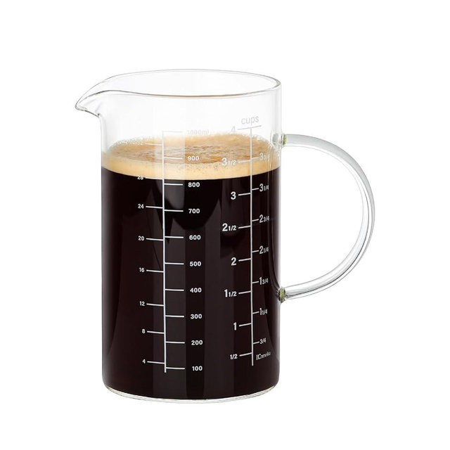 NCnnwovf 1000 ML/4 Cup Measuring Cup with Handle V-Shaped Spout Glass Measuring Cup for Kitchen or Restaurant