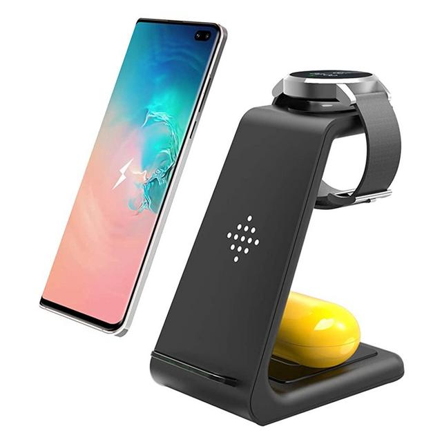 Wireless Charger for Samsung 3 in 1 Fast Wireless Charging Station Stand for Galaxy Watch 4/3/Active2/Gear S3,Samsung S22/S22 Ultra/S21/S20/S10/Note20/Note10/Z Fold 3,Galaxy Buds/Live,Qi Android Phone