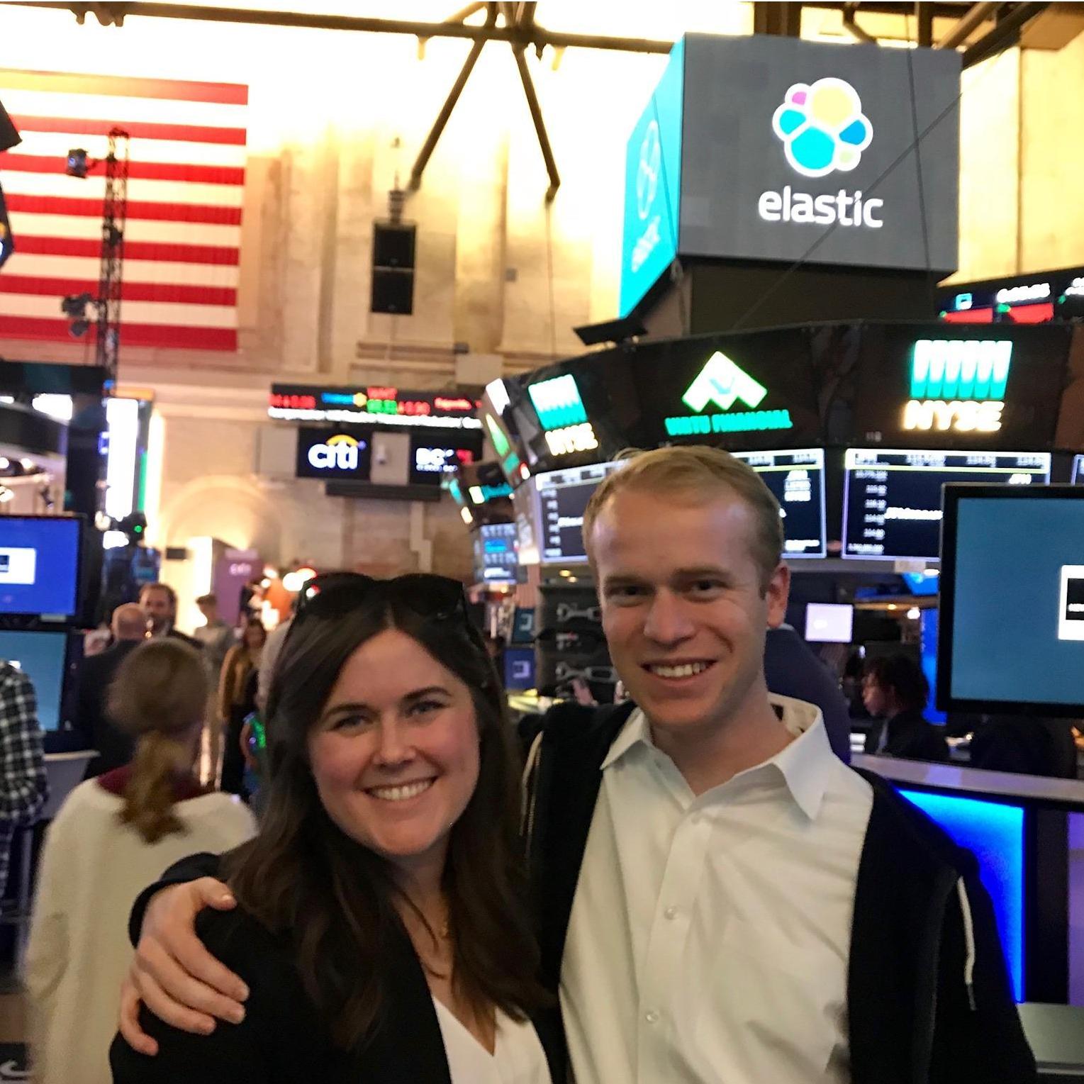 In October, 2018, Charles and Liz visited the NYSE for Elastic's IPO (where Liz works).