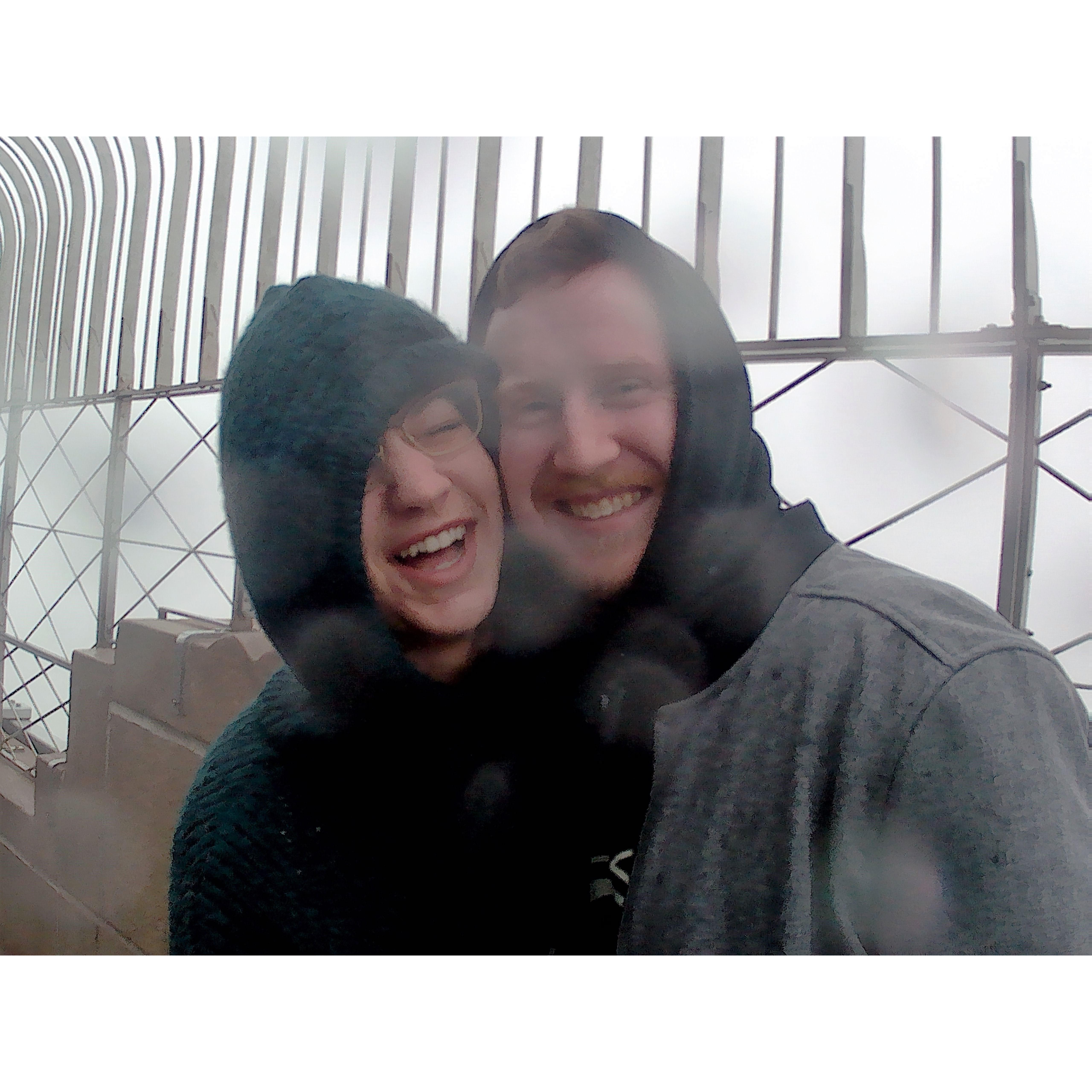 Top of the empire state building- SO windy