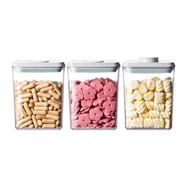 EQI Airtight Food Storage Containers,1.3Qt 3Pcs Pop Food Containers with Lids, Stackable One Button Opening Kitchen Pantry Organizers and Storage, BPA-Free Food Containers Set for Snacks Candy Spices