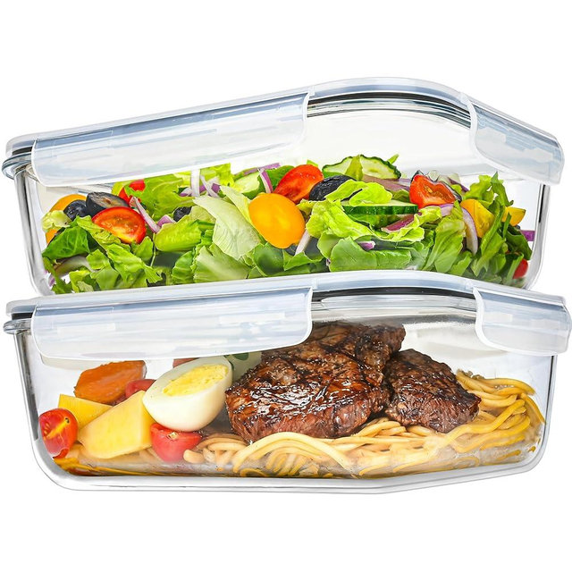 LOVYANXUE 2Pack 9.8 Cups/ 78 Oz Large Glass Food Storage Containers with Lids, Glass Meal Prep Containers with Airtight Lids - BPA Free, Leakproof, Ideal for Food Storing/Serving, Microwave/Oven Safe