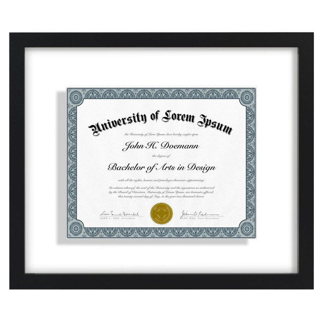 Americanflat 12.5" x 15" Floating Picture Frame for Certificates and Diplomas - Black