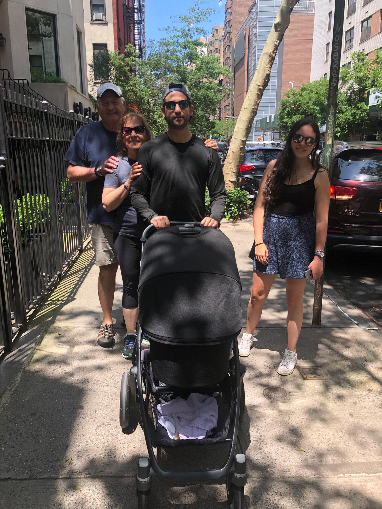 Shechtman family stroll minus Jake. Photo by me.