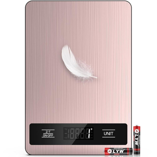 Suidreams Food Scale, 11lb Digital Kitchen Scale Weight Grams and Ounces for Baking, Cooking and Meal Prep, 1g / 0.1oz Precise Graduation with 6 Units and Tare Function, LCD Display & Stainless Steel