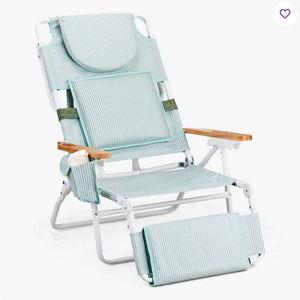Aluminum Folding Beach Chair With Cup Holder(Set Of 1) - Light Green