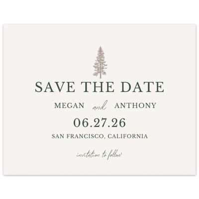 Light Oatmeal, Beige Wedding Digital Save the Date - Pinehaven Landscape