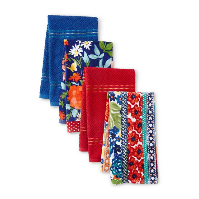 The Pioneer Woman Fiona Floral Kitchen Towels, 16"x28" , Multi-color, 4 Piece