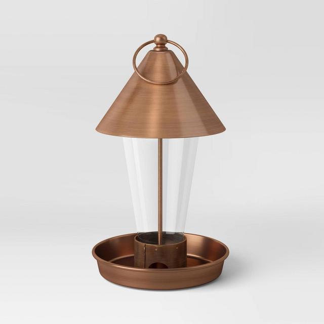 11.4" Metal/Glass Hanging Bird Feeder Copper - Smith & Hawken™