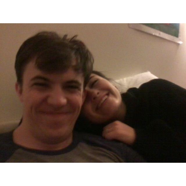 Our first picture together! (February, 2017) James had a flip phone at the time and still found a way to text Juliana, accordingly!