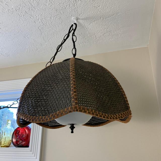 Vintage Wicker Hanging Swag Light-Wicker Pendant Lamp-Bohemian Swag Light-Boho Lamp-Mid Century Lamp-60s 70s Lighting