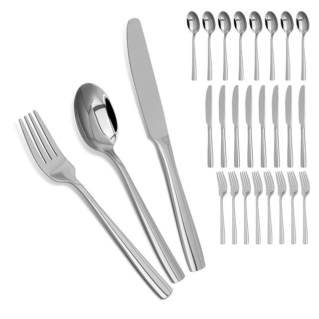 Silverware Set,18/10 Stainless Steel Silverware Set For 8,With Dinner Knives Forks Spoon Set for Home, Kitchen and Restaurant, Mirror Polished& Dishwasher Safe