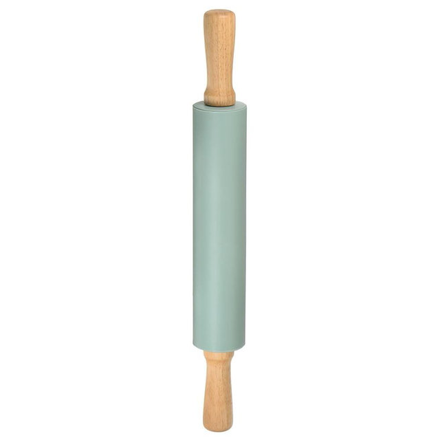 HARFINGTON Silicone Rolling Pins for Baking 17 Inch Wooden Handle Non Stick Rolling Pin Small Roller Playdough Rolling Pins for Dough Pizza Pastry Fondant Kitchen, Dark Green