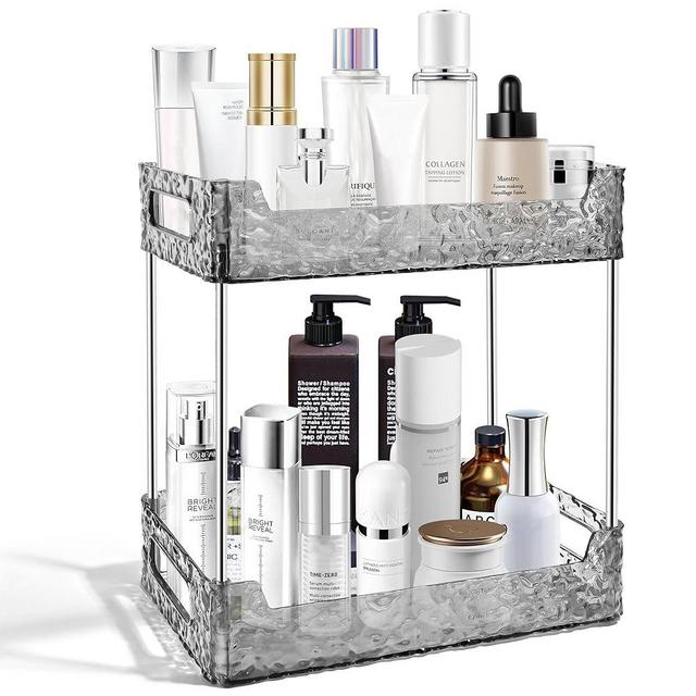 TENDER EPOCH 2-Tier Bathroom Counter Organizer Countertop Storage, Dresser Organizer Vanity Tray for Makeup, Perfume Organizer Cosmetics Skincare Shelf Organizer - Grey
