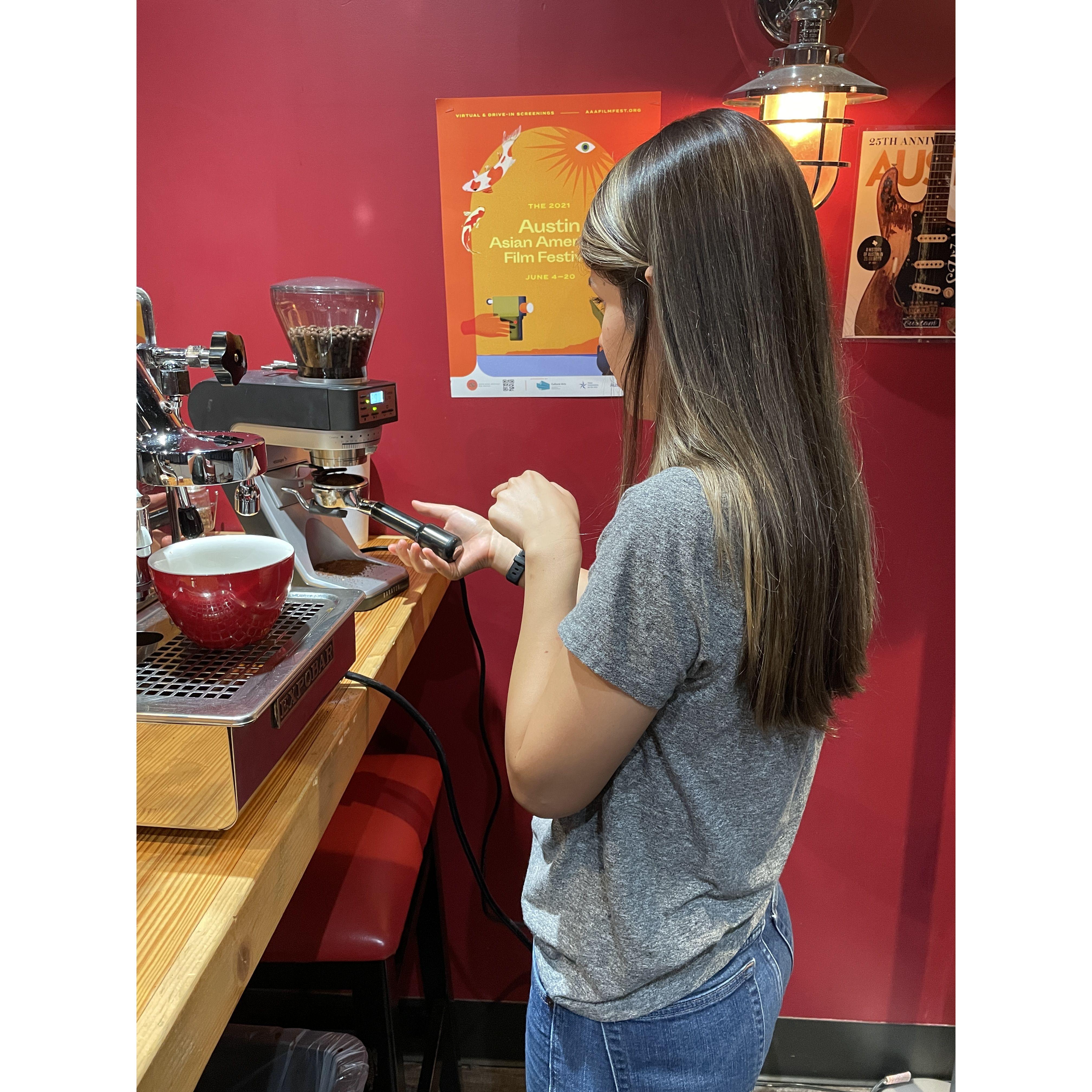 Pulling shots and learning all about coffee