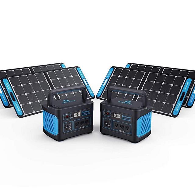 Generark Solar Generator For Homes: Portable Power Station Backup Battery & Solar Panel Power Generator. 1000W-2000W at 110V. Up To 7 Days of Emergency Power Supply. (2x4 (For 2-4 People Family))