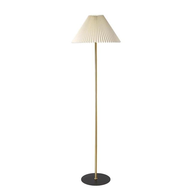 KUNJOULAM Modern Pleated Floor Lamp, Black Pole Floor Lamps, Simple Design Tall Lamp with Adjustable Beige Lampshade, Standing Lamp for Living Room, Bedroom, Office, Home