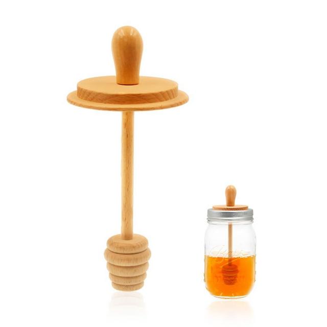 1pc Wooden Mason Jar Honey Dippers - Honey Dipper Wooden Stick for Regular Mouth Mason Jars, Honey Spoon Mason Jar Honeycomb Lid for Regular Mouth 16 oz Mason, Ball Jars (ONLY Honey Dippers)
