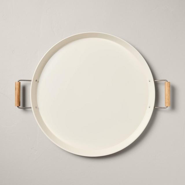 18" Round Metal Serving Tray with Handles Sour Cream - Hearth & Hand™ with Magnolia