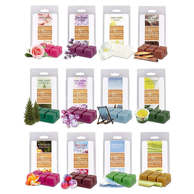 Serene Botanical Scented Wax Melts Variety Set-12 Assorted 6pc Cube Sets for Electric Candle Warmer (2.5oz ea) Rose, Lavender, Jasmine, Pine, Lilac, Linen, Green Tea, Lemongrass, Berry, Mountain Air