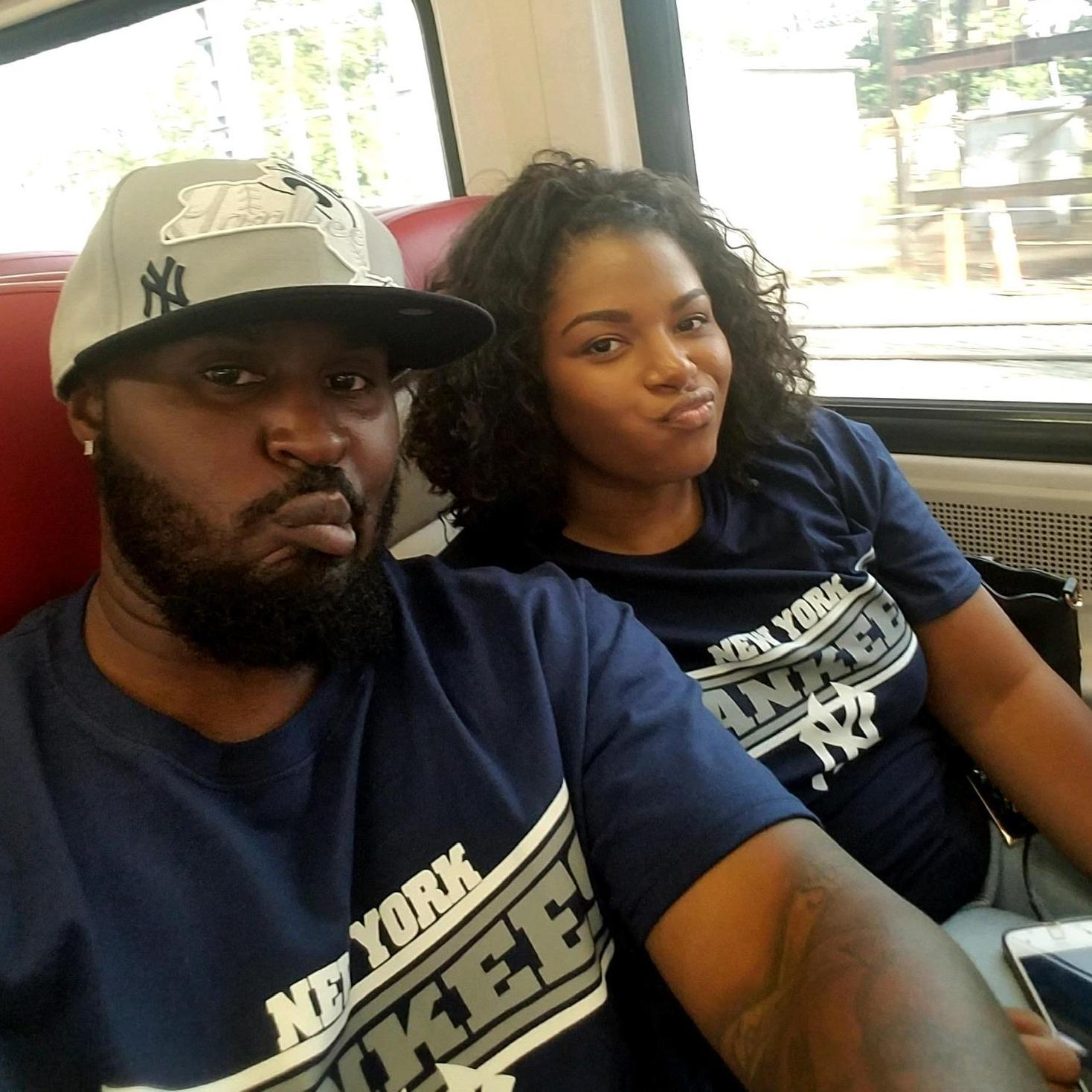 This was our first train ride together, traveling to New York to watch the New York Yankees game.