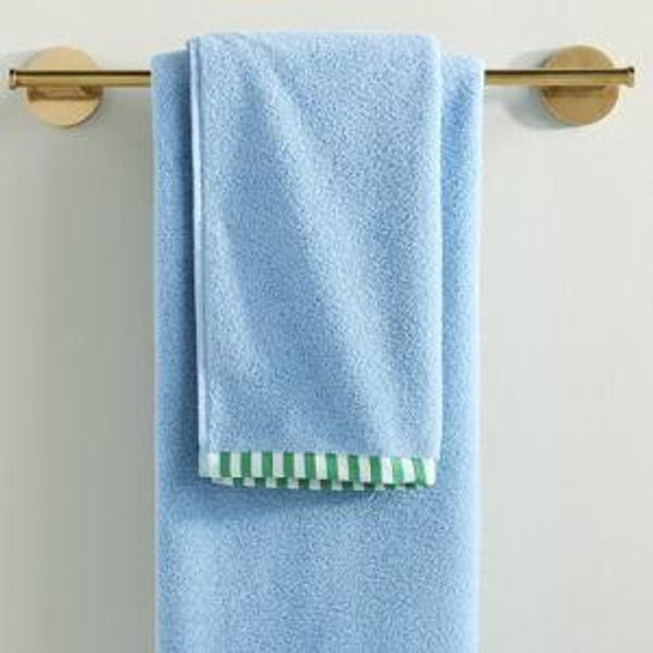(light blue) The Sloane Stripe Trim Soft Cotton Hand Towel