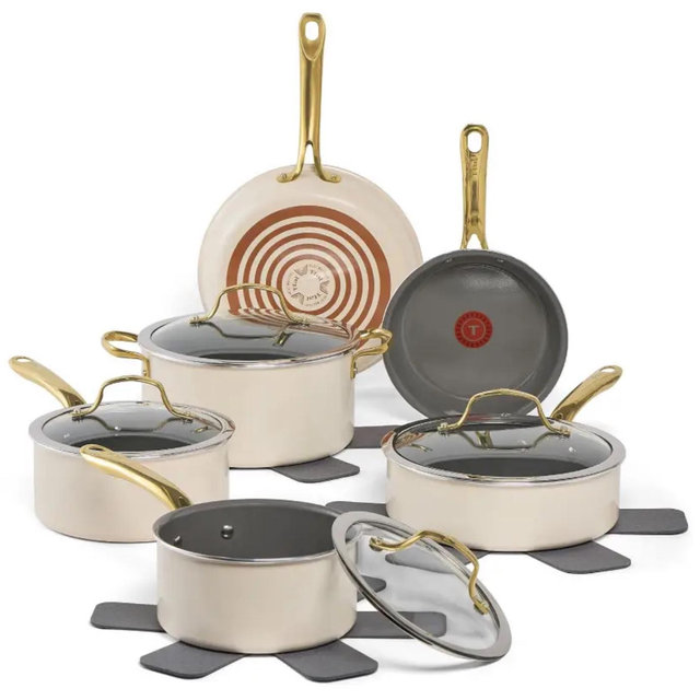 Preserve Ceramic Non-Stick Cookware, 13 Piece Cookware Set, Almond Butter